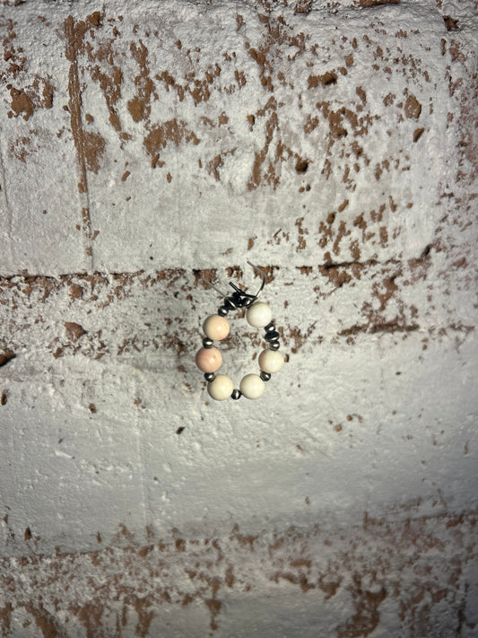 Pink Conch and Navajo Pearl stretch ring