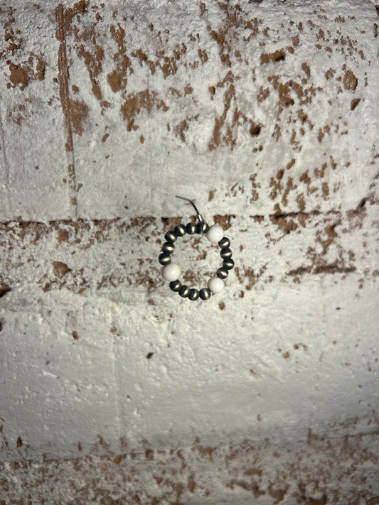 Pink Conch and Navajo Pearl stretch ring