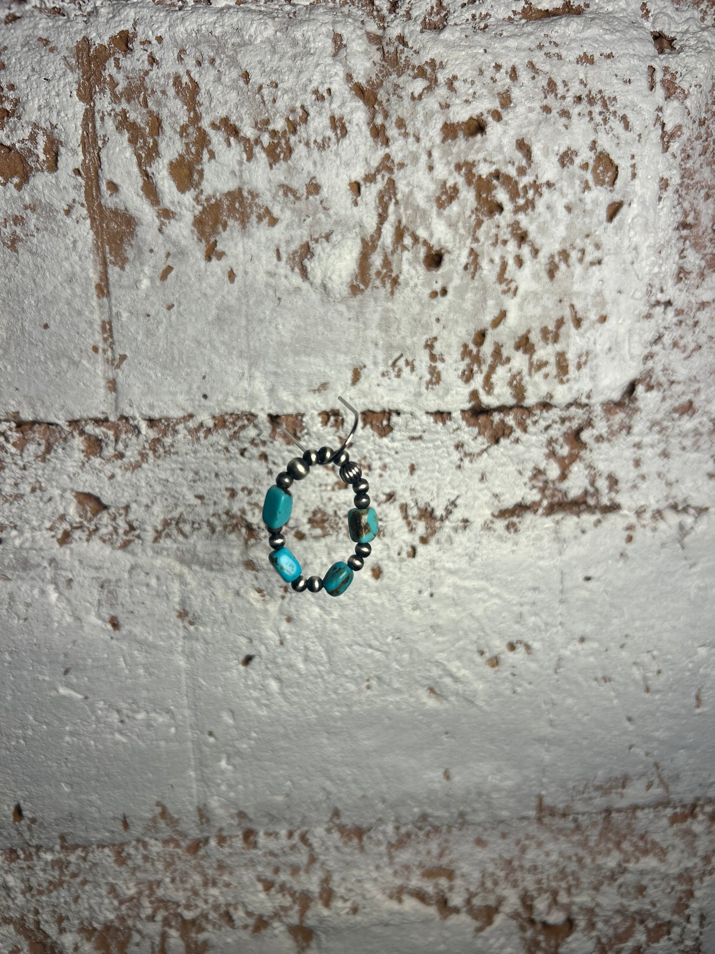 Kingman Turquoise and Navajo Pearl stretch ring