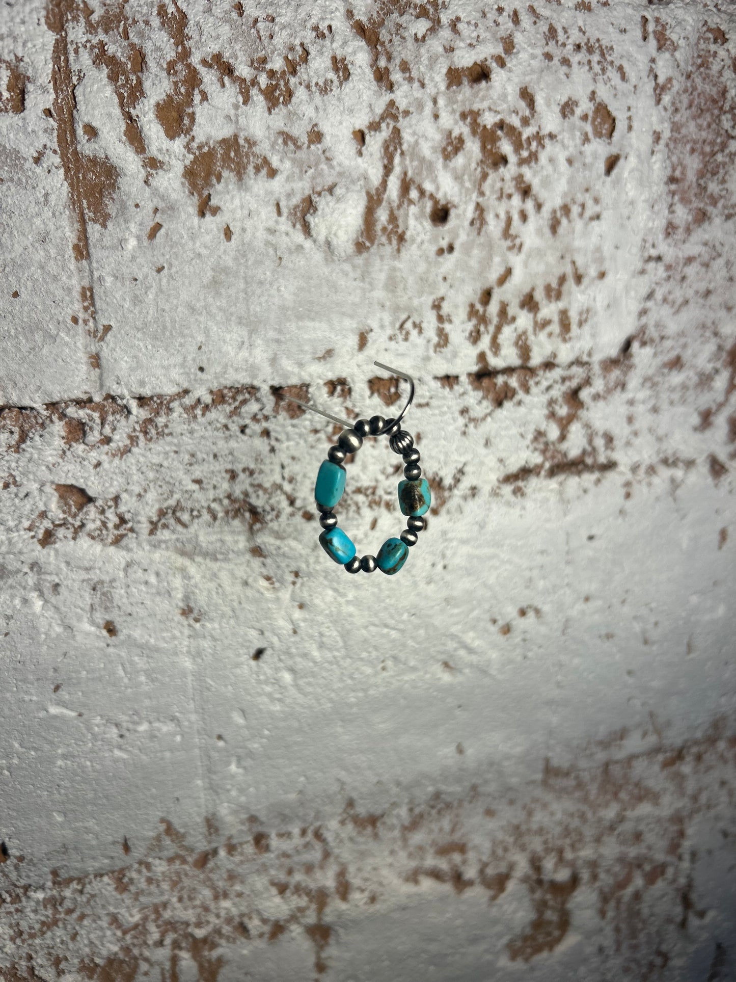 Kingman Turquoise and Navajo Pearl stretch ring