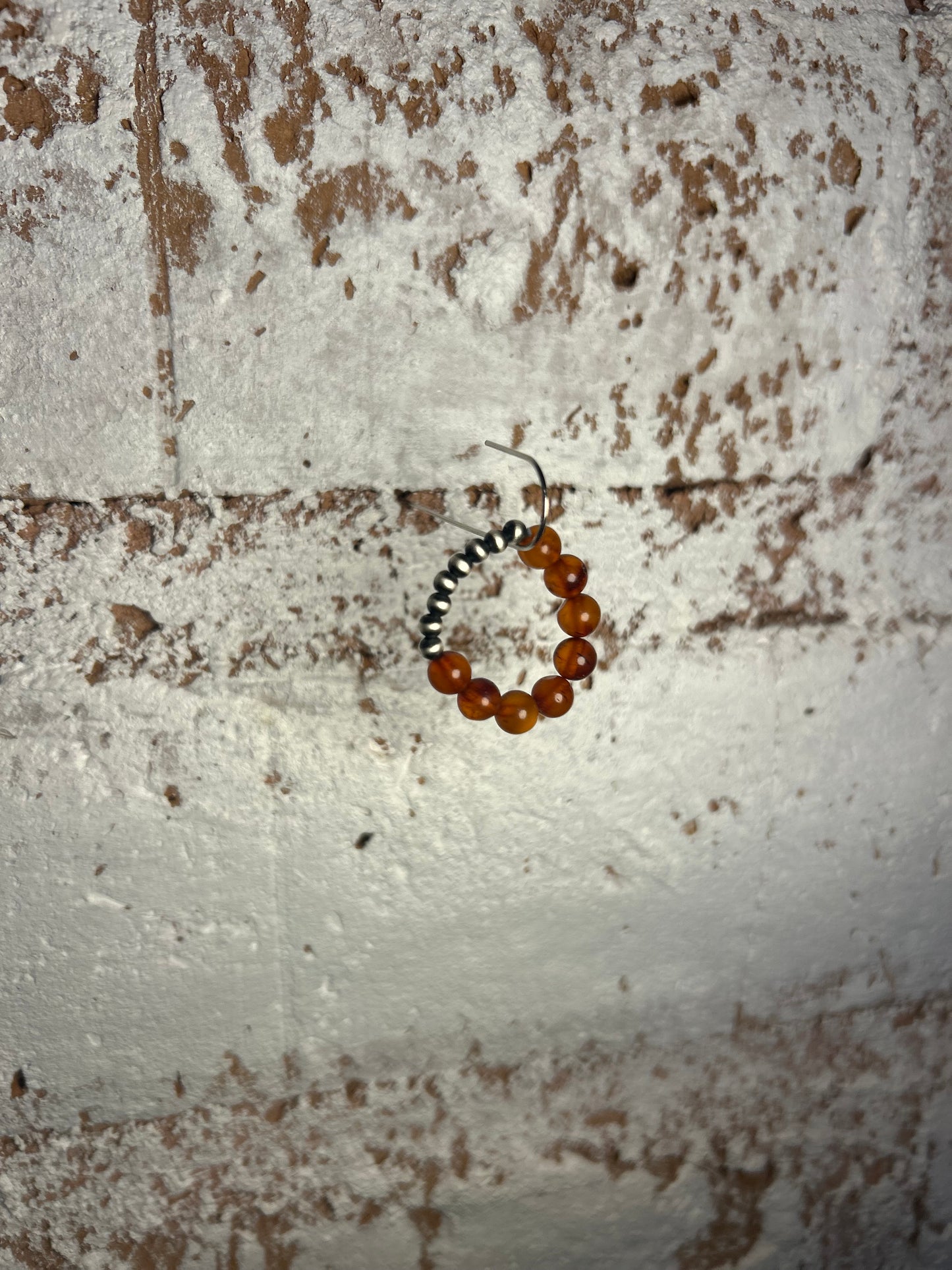 Amber and Navajo Pearl stretch ring