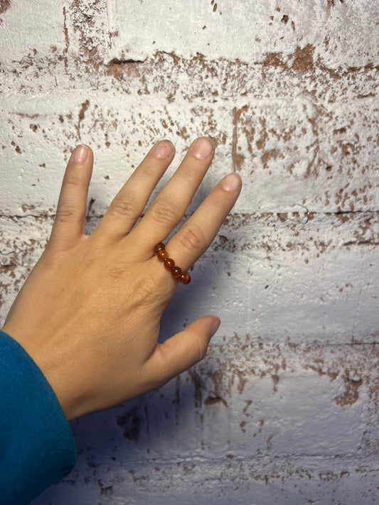 Amber and Navajo Pearl stretch ring