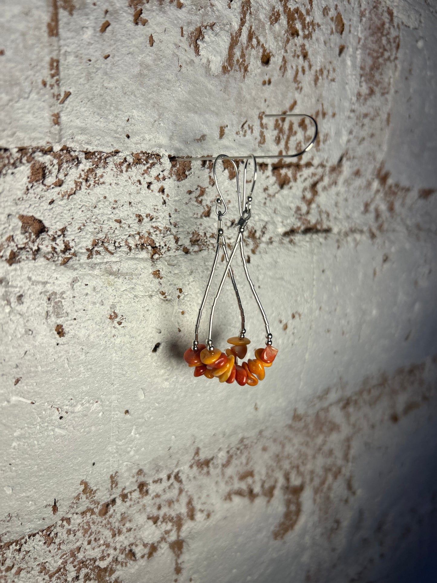 Spiny Oyster and liquid silver earrings